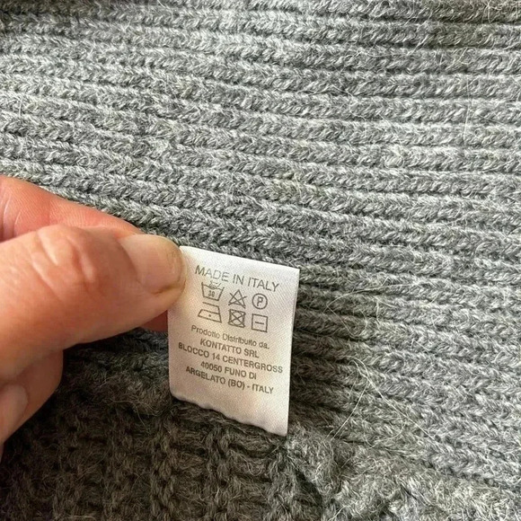 Kontatto | Grey chunky knit long cardigan sweater with wool and alpaca - Picture 9 of 13